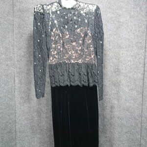 1950's Black Faille Box-Pleat Waist Detail Circle Dress by Lily Rubin